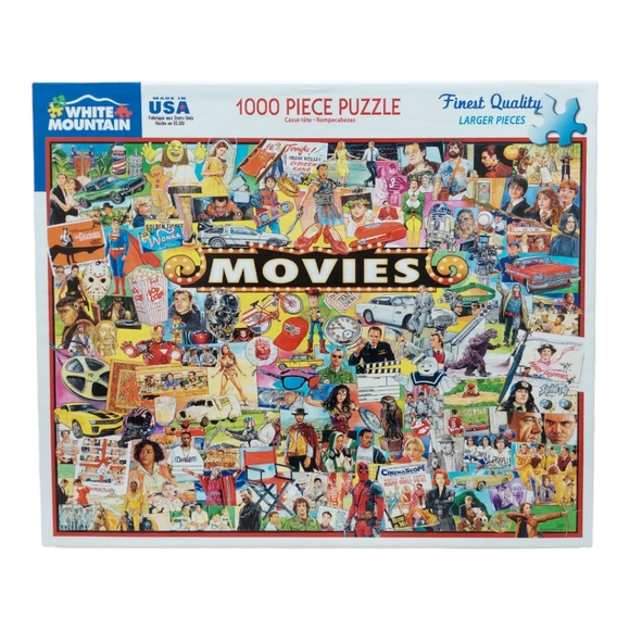 White Mountain MOVIES 1000 Piece Jigsaw Puzzle COMPLETE 24" x 30"